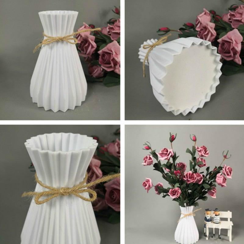 Modern Artifical Floral Plastic Vase Imitation Ceramic Flower Pot For Home Decor Living Room Centerpieces And Events Ornamnet