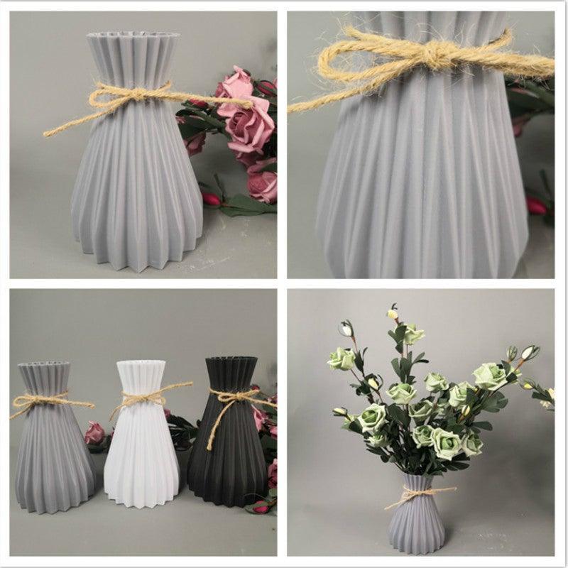 Modern Artifical Floral Plastic Vase Imitation Ceramic Flower Pot For Home Decor Living Room Centerpieces And Events Ornamnet