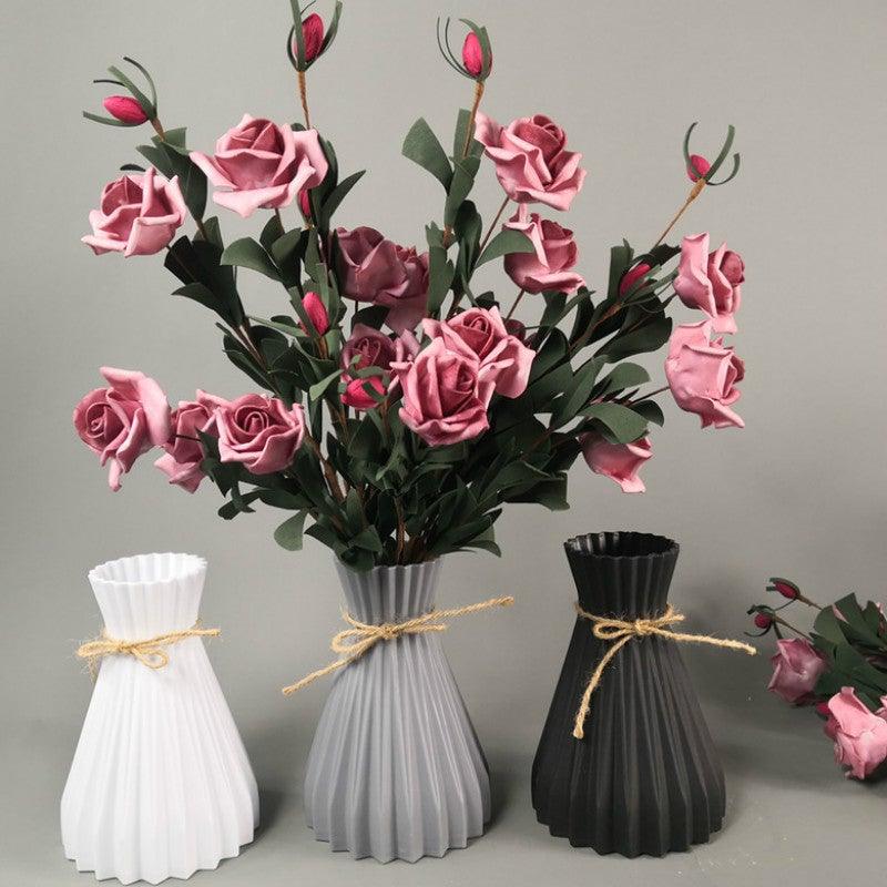 Modern Artifical Floral Plastic Vase Imitation Ceramic Flower Pot For Home Decor Living Room Centerpieces And Events Ornamnet