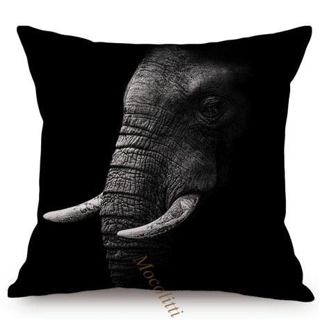 Modern Black And White Animals Portrait Photography Of Lion Zebra Elephant Tiger Pattern Sofa Pillow Cover Home Decor Square Cushions Cover 45x45cm