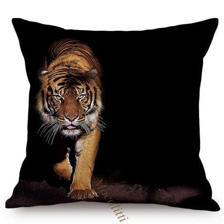 Modern Black And White Animals Portrait Photography Of Lion Zebra Elephant Tiger Pattern Sofa Pillow Cover Home Decor Square Cushions Cover 45x45cm