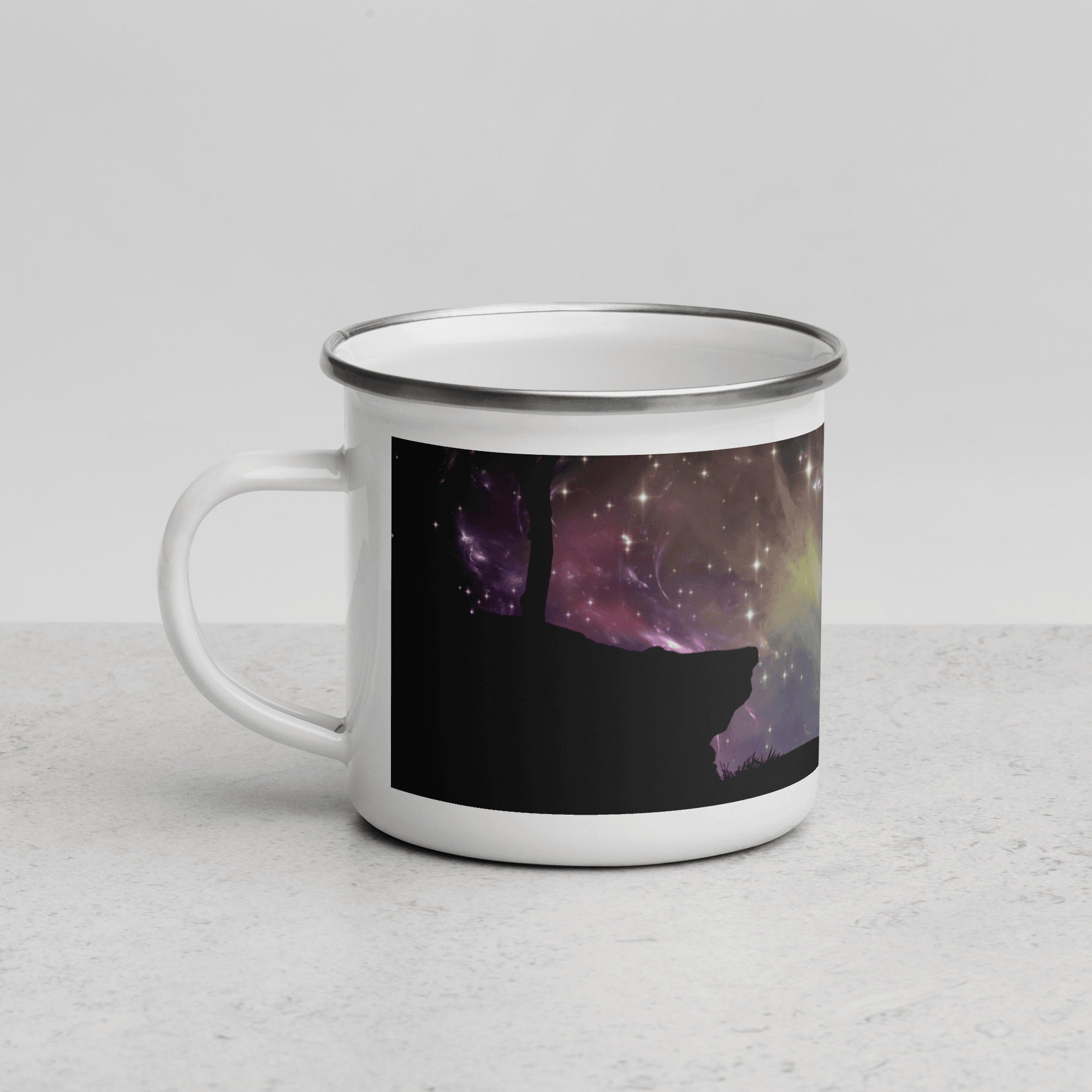 Modern Camping Enamel Mug Hardware Camping Outdoor Enammel Coffee Mug With Print of Wolf on Mountain In Dark Full Printed Enammel Mug In Apstract Design - STEVVEX POD - 1002, camper enammel mug, Customized mug, enammel mug, enammel mug with wolf, Full printed enammel mug, gift enammel mug, gift mug, Metal enammel mug with print of wolf, Nature enammel mug, Print on demand, Print on demand enammel mug, Wolf mug - Stevvex.com