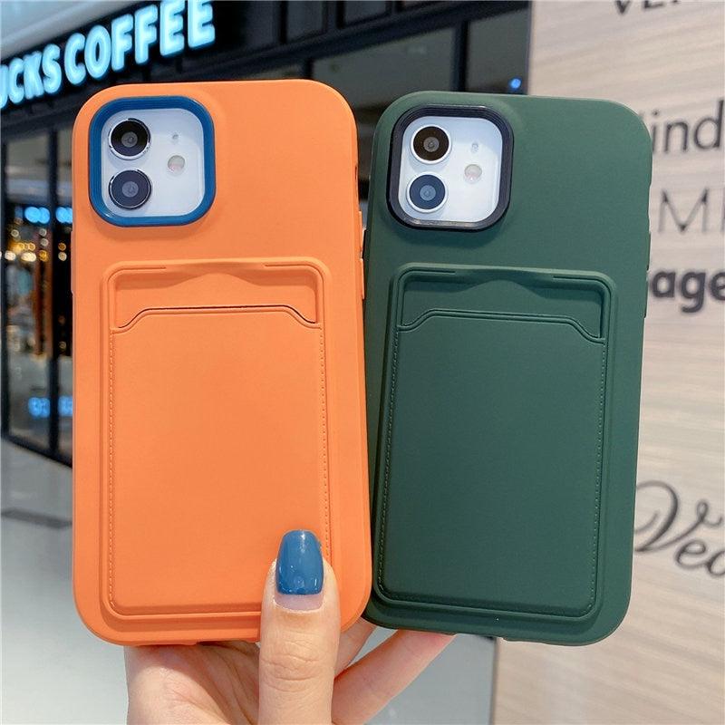 Modern Card Candy Color Phone Case For iPhone 12 11 13 Pro Max 12 13 Pro 11 Shockproof Bumper Soft Back Cover Colorful Silicone Phone Cover