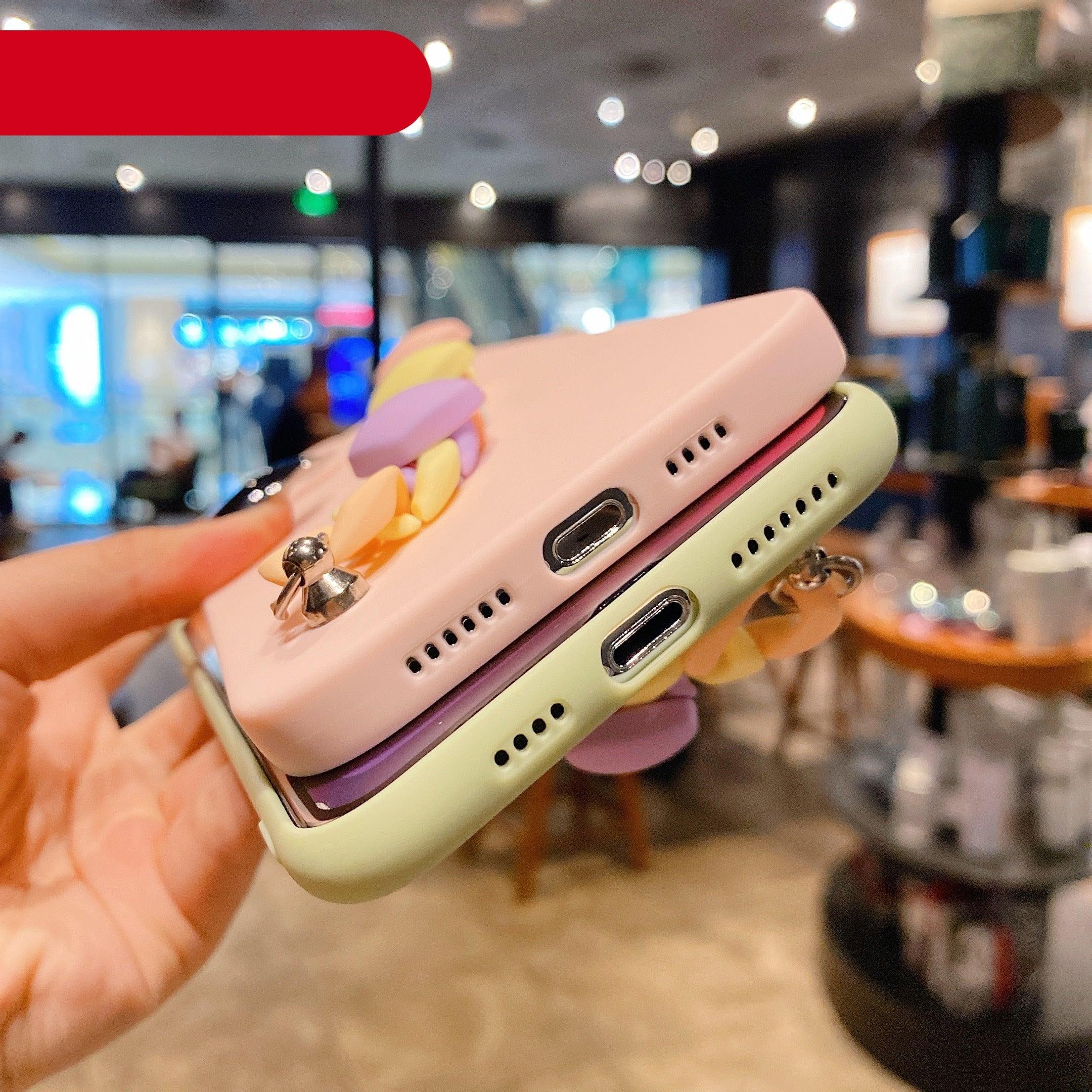 Modern Colorful Bracelet Phone Case For iPhone 11 12 13 Pro Max X XS XR 6 7 8 Plus 12 Mini Colorful Heart-Shaped Chain Silicone Cute Heart Chain Back Cover for iPhone 12 Pro Max Soft Silicone Back Cover