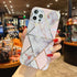Modern Geometric Marble Phone Case For iPhone 14 13 12 Soft Bumper Cover Lightweight Glossy Shiny Reflective Minimalist Luxury Aesthetic Cover