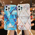 Modern Geometric Marble Phone Case For iPhone 14 13 12 Soft Bumper Cover Lightweight Glossy Shiny Reflective Minimalist Luxury Aesthetic Cover