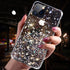 Modern Glitter Phone Case For iPhone 11 12 Pro Max XR XS Max X 7 Soft Silicone Clear Sparkly Star Glitter Design for Women Girls Soft Shockproof Anti-Scratch Protective Cases Transparent Back Cover For iPhone