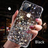 Modern Glitter Phone Case For iPhone 11 12 Pro Max XR XS Max X 7 Soft Silicone Clear Sparkly Star Glitter Design for Women Girls Soft Shockproof Anti-Scratch Protective Cases Transparent Back Cover For iPhone