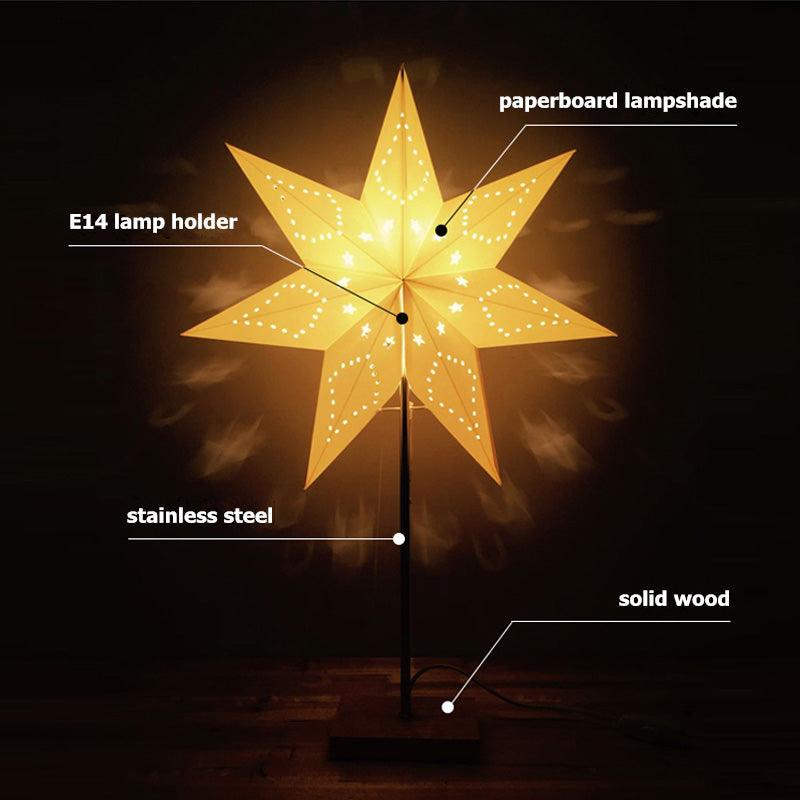 Modern Retro Led Table Lamp Desk Light Paper Star Wood Lamp Nordic Design Minimalist Bedside Living Room Bedroom Decor  Cute Study Lamps for Bedroom Décor