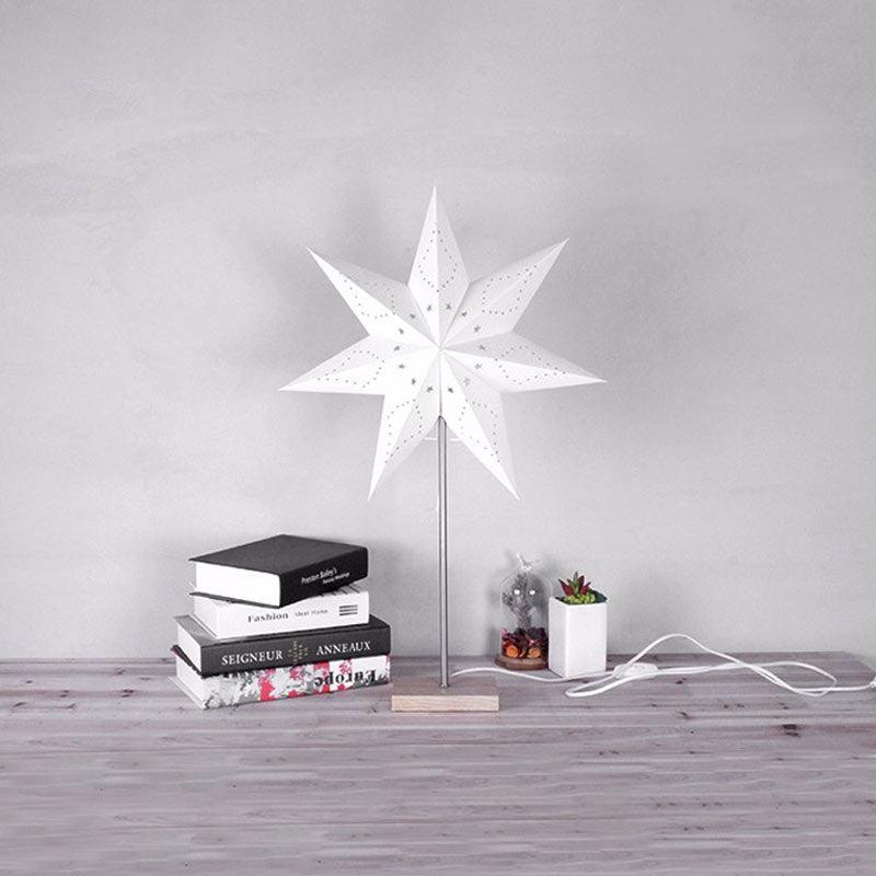 Modern Retro Led Table Lamp Desk Light Paper Star Wood Lamp Nordic Design Minimalist Bedside Living Room Bedroom Decor  Cute Study Lamps for Bedroom Décor