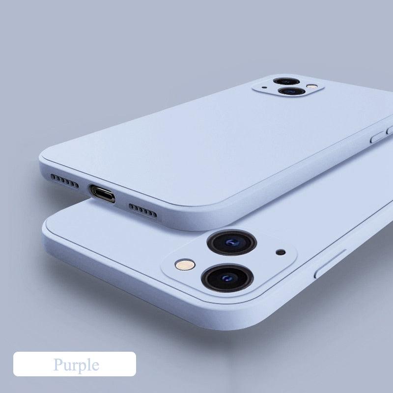 Modern Silicone Square Phone Case For iPhone 13 14 Pro Max Silicone Shockproof Slim Thin Phone Case Soft Silicone Rubber Full-Body Protective Bumper Case