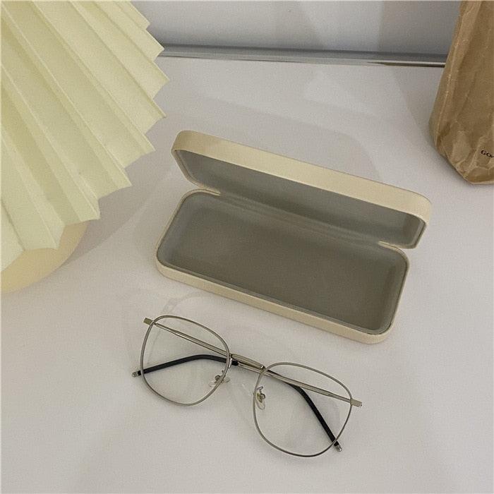 Modern Style Glasses Storage Solid Color Literature Art All-Match Student Metal Compression Resistant Trend Glasses Case Unisex Glasses Holder Shell Case Portable Spectacles Case Sunglass For Men Women
