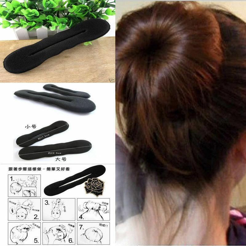 Multi size Sponge Black Hair Styling Donut Bun Curler Maker Ring Magic Foam Donut Twist Tool Hair Clip Easy To Carry And Use Hair Styling Tools For Women
