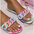 Multicolor Flat Slippers Women Shoes Elegant Summer New Woman Sandals Chain Sandal Flip Flops Casual Beach Dress Slides Sandals Beach Open Toe Flat Slippers Fashion Chain Clear Slide Flip Flops