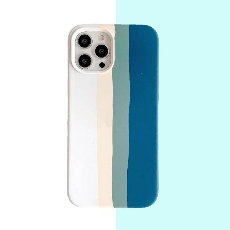Multicolored Rainbow Phone Case for iPhone 7 8 Plus X XR 11 12 13 14 Pro Max Silicone Bright Color Cute Back Cover Colorful  Rainbow Soft Silicon Full Protection Case Cover