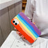 Multicolored Rainbow Phone Case for iPhone 7 8 Plus X XR 11 12 13 14 Pro Max Silicone Bright Color Cute Back Cover Colorful  Rainbow Soft Silicon Full Protection Case Cover