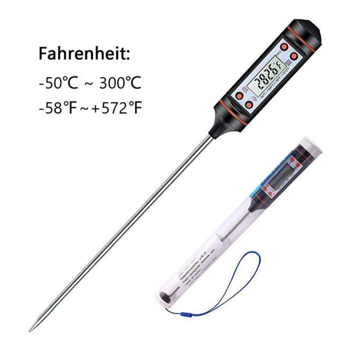 Multifunctional Digital Thermometer For BBQ Food Meat Cake Candy Bake Grill Ultra Fast Kitchen Thermometer with Hold & Calibration Digital Food Thermometer for BBQ Baking Candy Milk Temperature Cooking Thermometer Oven Kitchen Tools