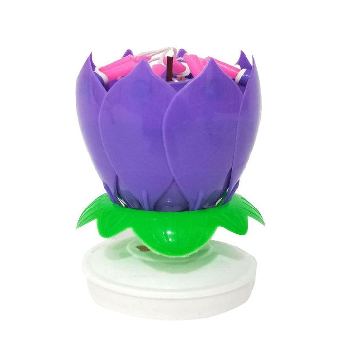 Music Cake Candles Lotus Flower Birthday Candles Festival Decorative Music Birthday Party Decor Colorfully Incredible Birthday Candles Decorative Cake Topper Candle Opens & Spins