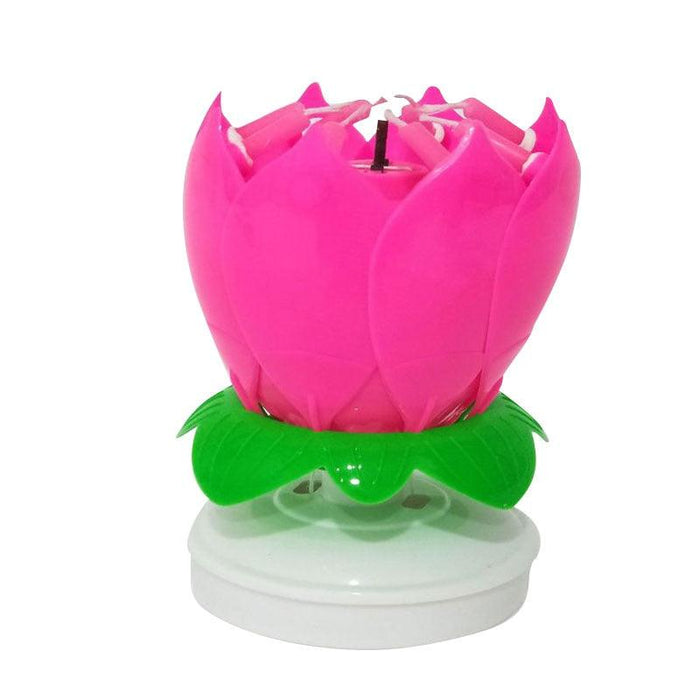 Music Cake Candles Lotus Flower Birthday Candles Festival Decorative Music Birthday Party Decor Colorfully Incredible Birthday Candles Decorative Cake Topper Candle Opens & Spins