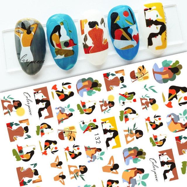 Nail Stickers Cute Rabbit Nail Art Decorations No Face Man Nail Sliders For Manicure Women Kids Girls Manicure Decoration Nail Art Supplies 3D Self-Adhesive Nail Decals Designer Nail Stickers for Acrylic Nails