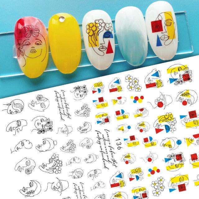 Nail Stickers Cute Rabbit Nail Art Decorations No Face Man Nail Sliders For Manicure Women Kids Girls Manicure Decoration Nail Art Supplies 3D Self-Adhesive Nail Decals Designer Nail Stickers for Acrylic Nails