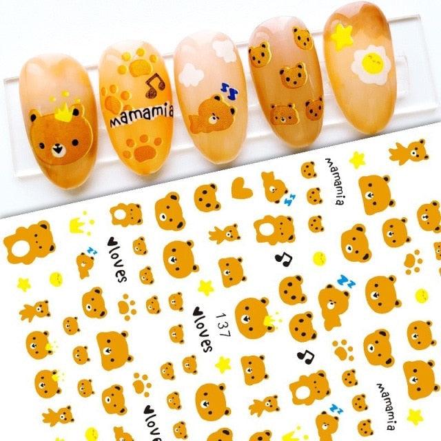 Nail Stickers Cute Rabbit Nail Art Decorations No Face Man Nail Sliders For Manicure Women Kids Girls Manicure Decoration Nail Art Supplies 3D Self-Adhesive Nail Decals Designer Nail Stickers for Acrylic Nails