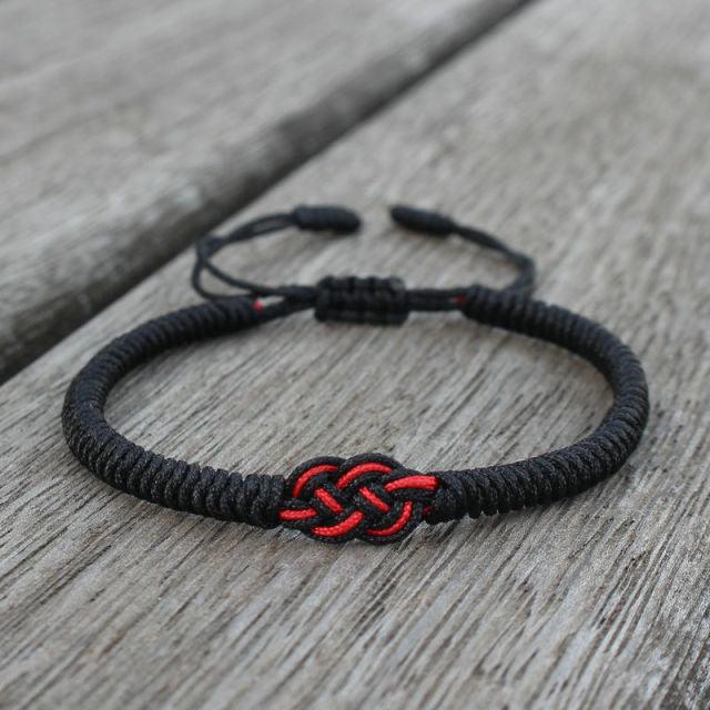 National Style Lucky Red String Bracelet Handmade Braided Knot Charm Bracelets For Women Men Red Bracelet Protection Red Cord Bracelet Adjustable Braided Knot Bracelet