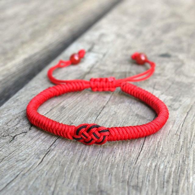 National Style Lucky Red String Bracelet Handmade Braided Knot Charm Bracelets For Women Men Red Bracelet Protection Red Cord Bracelet Adjustable Braided Knot Bracelet