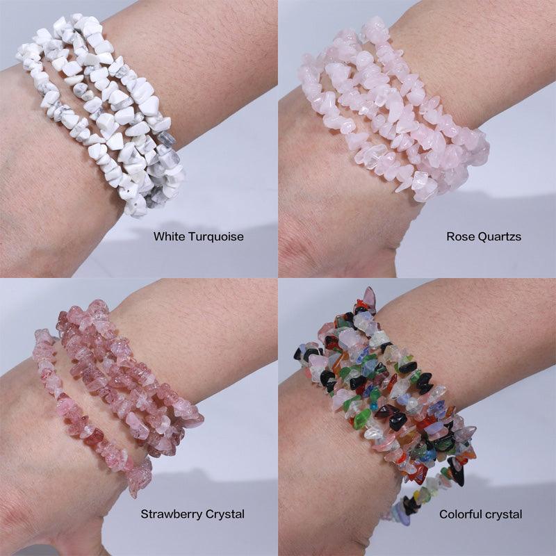 Natural Lucky Stone Beads Bracelet Multiple Colors Bracelets Beautiful Crystal Bracelets Natural Gemstone Crystal Stretch Bracelets Distance Energy Bracelet For Women Girls