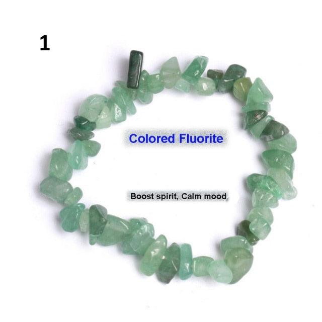 Natural Lucky Stone Beads Bracelet Multiple Colors Bracelets Beautiful Crystal Bracelets Natural Gemstone Crystal Stretch Bracelets Distance Energy Bracelet For Women Girls