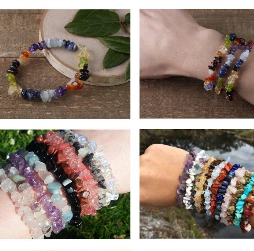 Natural Lucky Stone Beads Bracelet Multiple Colors Bracelets Beautiful Crystal Bracelets Natural Gemstone Crystal Stretch Bracelets Distance Energy Bracelet For Women Girls