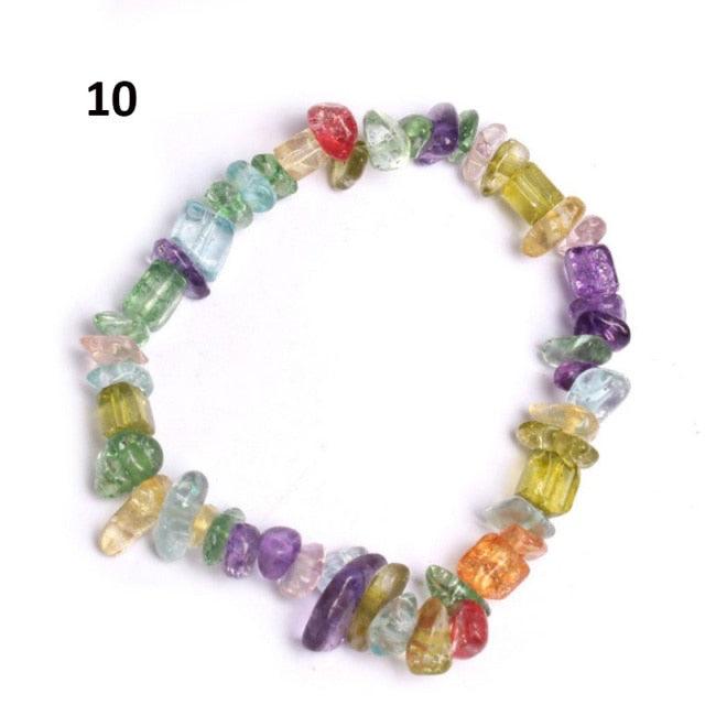 Natural Lucky Stone Beads Bracelet Multiple Colors Bracelets Beautiful Crystal Bracelets Natural Gemstone Crystal Stretch Bracelets Distance Energy Bracelet For Women Girls
