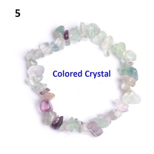 Natural Lucky Stone Beads Bracelet Multiple Colors Bracelets Beautiful Crystal Bracelets Natural Gemstone Crystal Stretch Bracelets Distance Energy Bracelet For Women Girls