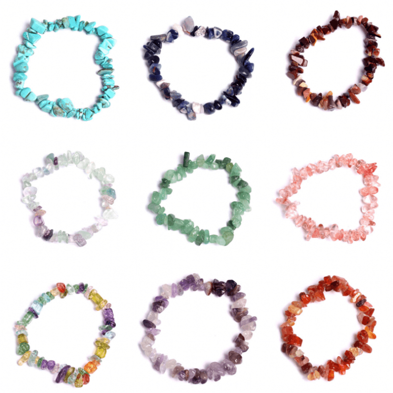 Natural Lucky Stone Beads Bracelet Multiple Colors Bracelets Beautiful Crystal Bracelets Natural Gemstone Crystal Stretch Bracelets Distance Energy Bracelet For Women Girls