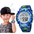 Navy Blue Camouflage Kids Watches LED Colorful Flash Digital Waterproof Date Week Creative Children Watch Sport Multi Function 30M Waterproof LED Alarm Stopwatch Digital Child Wristwatch For Boy Girl