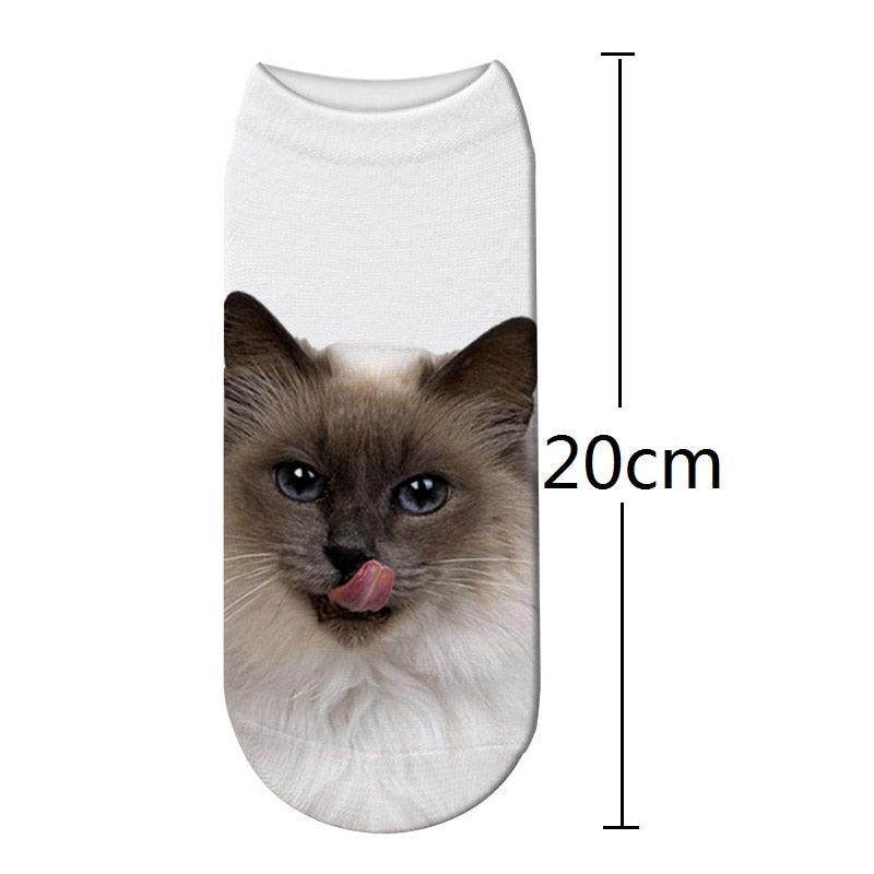 New 3D Print Funny Cute Cartoon Kitten Unisex Short Socks Creative Colorful Multiple Cat Face Happy Low Ankle Socks For Men And Women
