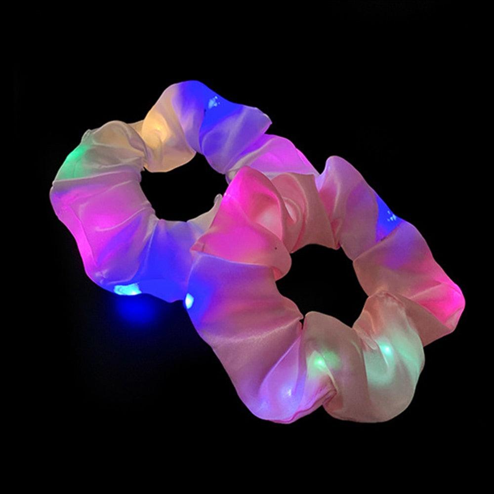 New Arrival Girls LED Luminous Scrunchies Hairband Ponytail Holder Headwear Elastic Hair Bands Solid Color Hair Accessories Ponytail Holder Accessories for Women And Girls