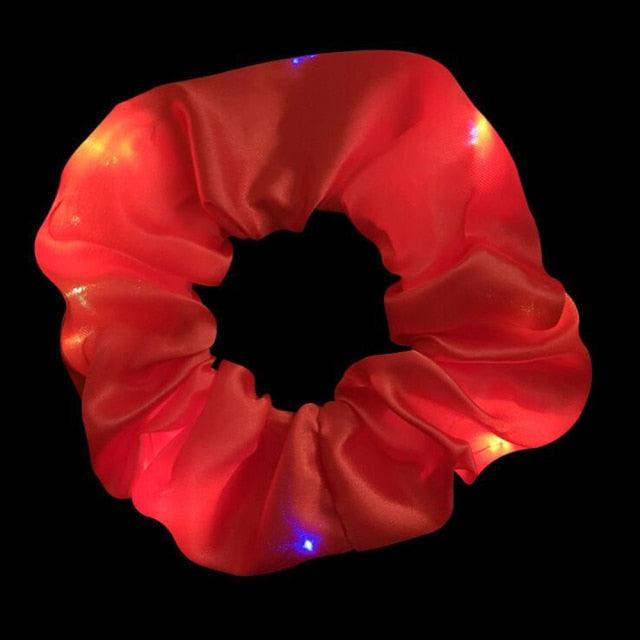 New Arrival Girls LED Luminous Scrunchies Hairband Ponytail Holder Headwear Elastic Hair Bands Solid Color Hair Accessories Ponytail Holder Accessories for Women And Girls