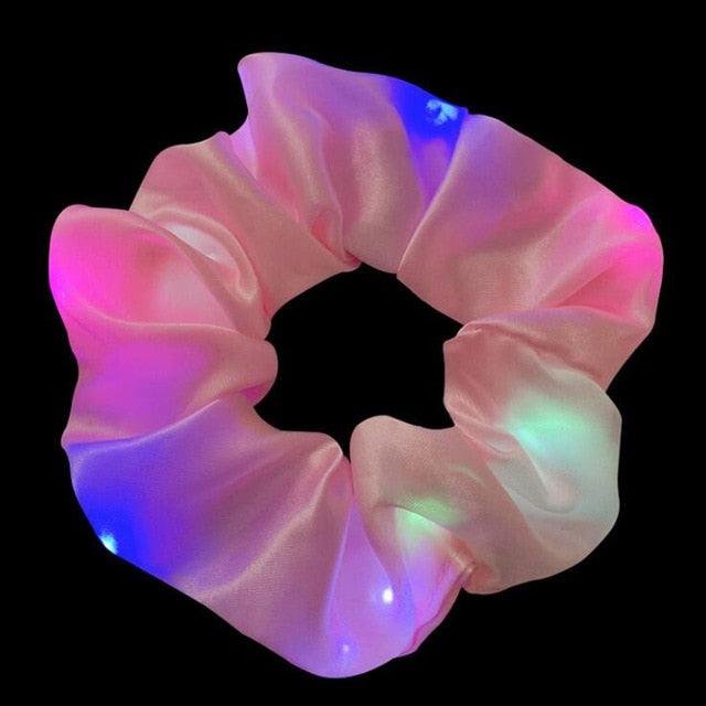 New Arrival Girls LED Luminous Scrunchies Hairband Ponytail Holder Headwear Elastic Hair Bands Solid Color Hair Accessories Ponytail Holder Accessories for Women And Girls