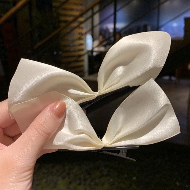 New Bow Pearls Chain Barrettes Hairpins For Women Rhinestone Spring Hair Clips Ribbon Headband Ponytail Headdress Wedding Hair Accessories for Brides and Bridesmaids