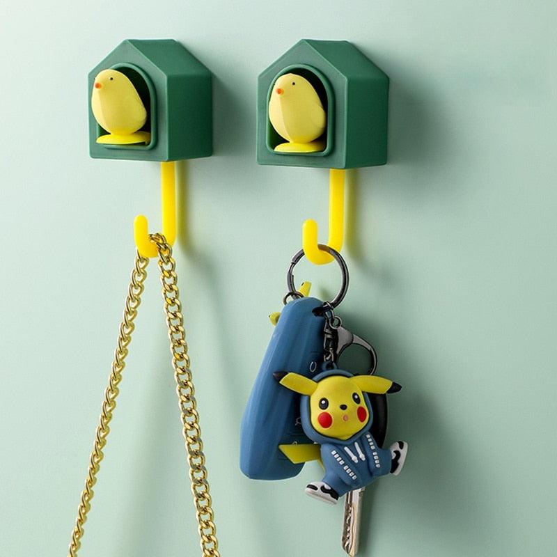New Cartoon Bird Hook Self Adhesive Dormitory Bedroom Door Hangers Hooks Key Umbrella Towel Cap Coat Rack Wall Decoration Rack Creative Adhesive Coat Hook Cute Bird Hooks Decorative Wall Hooks Key Holder