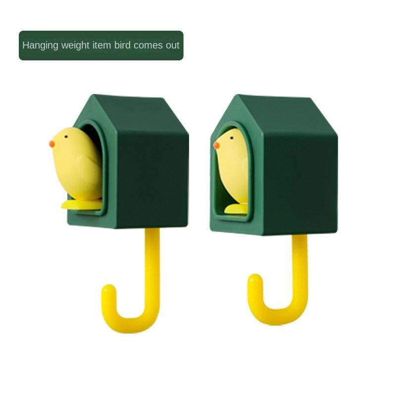 New Cartoon Bird Hook Self Adhesive Dormitory Bedroom Door Hangers Hooks Key Umbrella Towel Cap Coat Rack Wall Decoration Rack Creative Adhesive Coat Hook Cute Bird Hooks Decorative Wall Hooks Key Holder