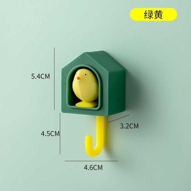 New Cartoon Bird Hook Self Adhesive Dormitory Bedroom Door Hangers Hooks Key Umbrella Towel Cap Coat Rack Wall Decoration Rack Creative Adhesive Coat Hook Cute Bird Hooks Decorative Wall Hooks Key Holder