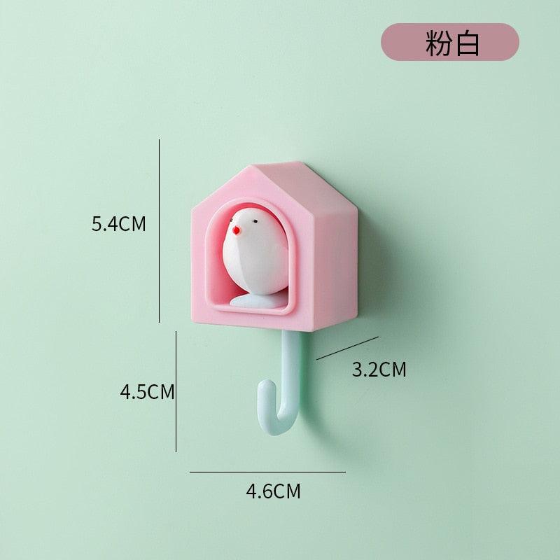 New Cartoon Bird Hook Self Adhesive Dormitory Bedroom Door Hangers Hooks Key Umbrella Towel Cap Coat Rack Wall Decoration Rack Creative Adhesive Coat Hook Cute Bird Hooks Decorative Wall Hooks Key Holder