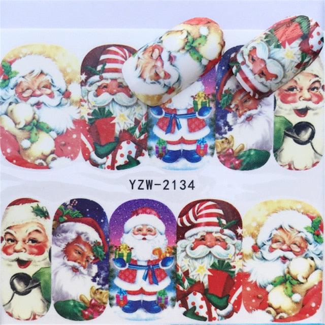 New Christmas Water Decal Nail Art Nail sticker New Year Slider Tattoo Full Cover Santa Claus Snowman Designs Xmas Decals 3D Wave Design Decoration for Women Girls Tape Nail Art Stickers Decal Decoration  Nail Art Accessories Decoration Decal