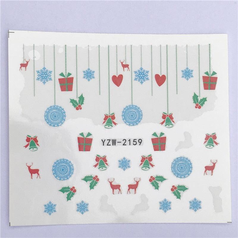 New Christmas Water Decal Nail Art Nail sticker New Year Slider Tattoo Full Cover Santa Claus Snowman Designs Xmas Decals 3D Wave Design Decoration for Women Girls Tape Nail Art Stickers Decal Decoration  Nail Art Accessories Decoration Decal