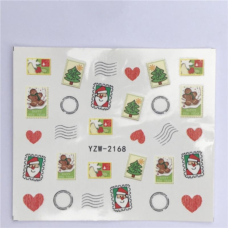 New Christmas Water Decal Nail Art Nail sticker New Year Slider Tattoo Full Cover Santa Claus Snowman Designs Xmas Decals 3D Wave Design Decoration for Women Girls Tape Nail Art Stickers Decal Decoration  Nail Art Accessories Decoration Decal