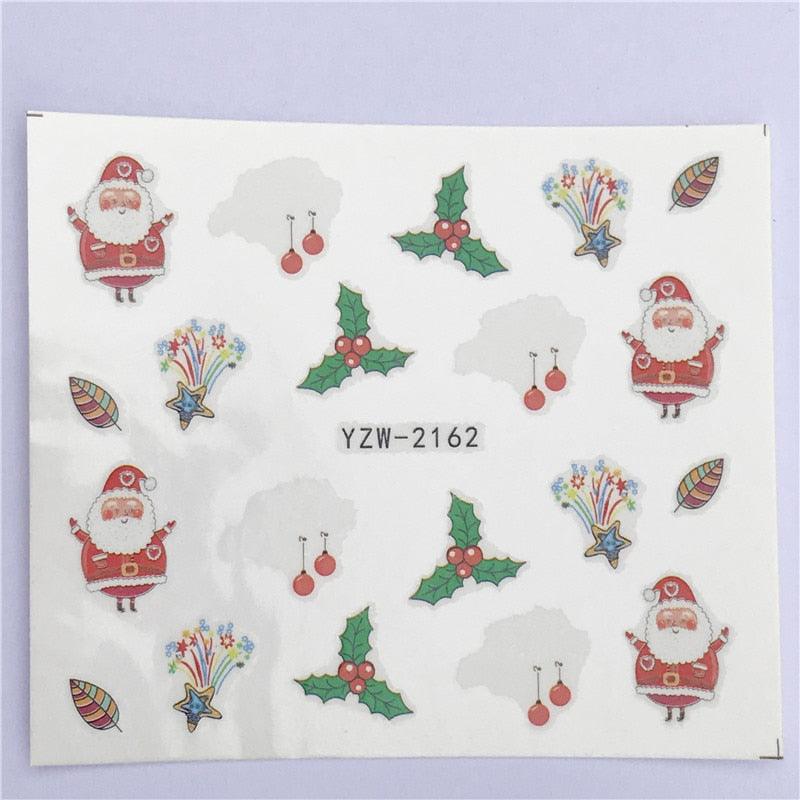 New Christmas Water Decal Nail Art Nail sticker New Year Slider Tattoo Full Cover Santa Claus Snowman Designs Xmas Decals 3D Wave Design Decoration for Women Girls Tape Nail Art Stickers Decal Decoration  Nail Art Accessories Decoration Decal