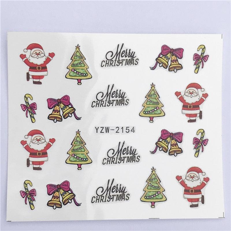 New Christmas Water Decal Nail Art Nail sticker New Year Slider Tattoo Full Cover Santa Claus Snowman Designs Xmas Decals 3D Wave Design Decoration for Women Girls Tape Nail Art Stickers Decal Decoration  Nail Art Accessories Decoration Decal