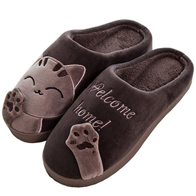 New Couples Cat Women Shoes Non-Slip Soft Warm Man House Slippers Indoor Bedroom Winter Home Slippers Memory Foam Fuzzy Slippers Cute Furry Fleece Slippers With Warm Plush Slip On House Shoes